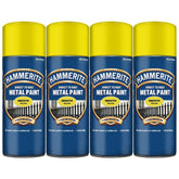 4X Hammerite Smooth Yellow Spray Paint 400ml Spray Paint